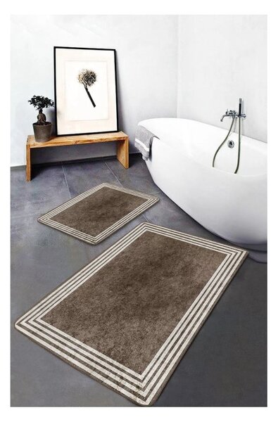Sivorjave žametne kopalniške preproge v kompletu 2 ks 60x100 cm – Mila Home