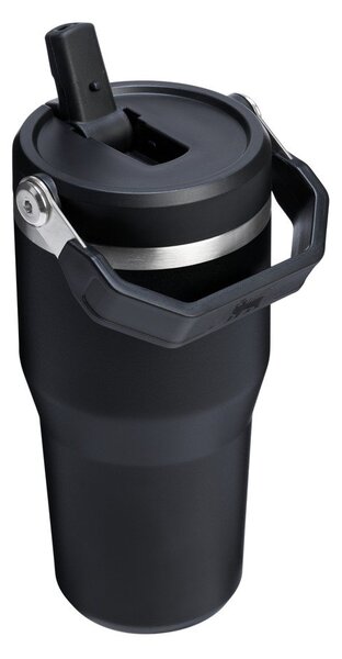 Črna termovka iz nerjavečega jekla 600 ml IceFlow™ Flip Straw 2.0 Tumbler Black – Stanley