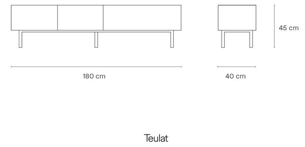 Bela TV omarica v hrastovem dekorju 180x45 cm Arista – Teulat