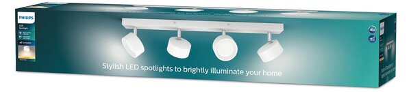Philips Bracia LED stropni reflektor s štirimi žarnicami, bel, Bela, Dnevna soba / jedilnica, Kovina, Sodobni