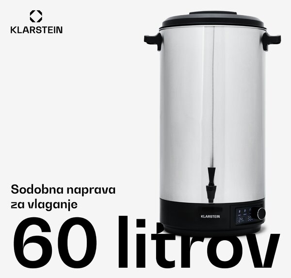 Klarstein Abbey 60, avtomatski aparat za vlaganje, dozirnik za pijačo, 60 l, 100 °C, 180 min, nerjaveče jeklo