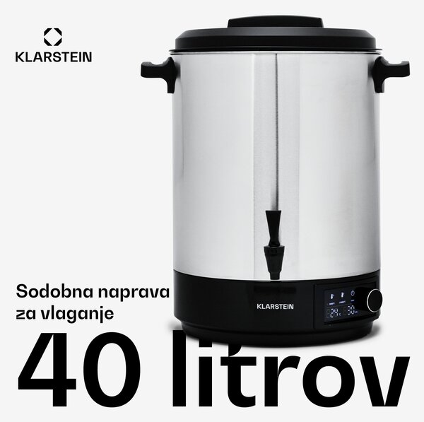 Klarstein Abbey 40, avtomatski aparat za vlaganje, dozirnik za pijačo, 40 l, 100 °C, 180 min, nerjaveče jeklo
