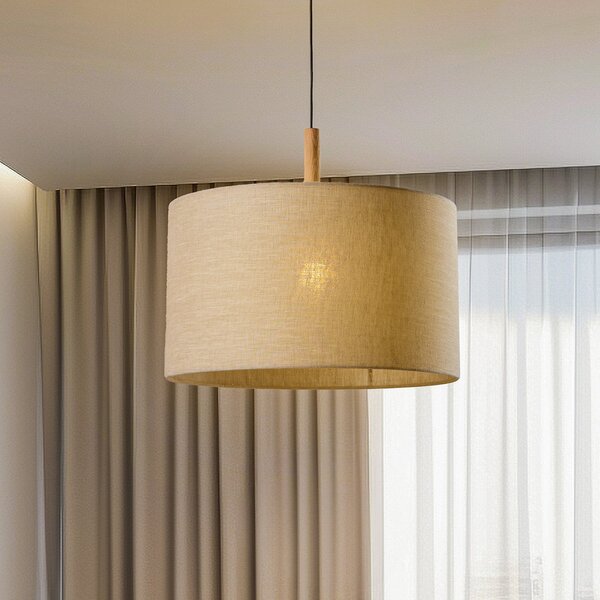 TK Lighting Visoka svetilka Deva Nature, enogorelna, tekstilni senčnik, zatemnjen, Bež, Dnevna soba / jedilnica, Tkanine / tekstil, Skandinavski