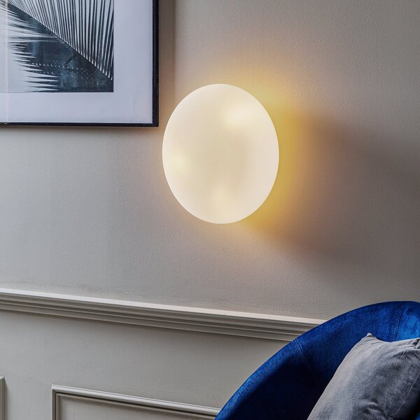 Artemide Itka stenska svetilka iz stekla IP65 Ø 35 cm, zatemnjen, Bela, Dnevna soba / jedilnica, Steklo, Sodobni