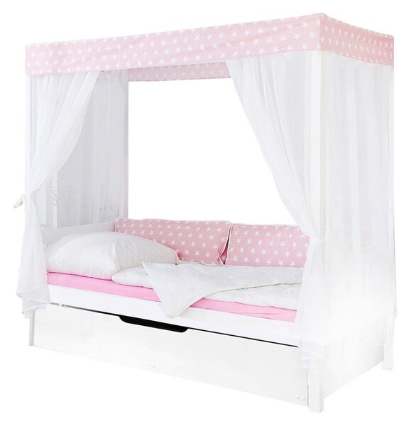 Livetastic Postelja Z Baldahinom Lino, 90x200, Roza, Izvlečno Ležišče