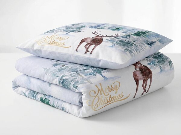 Posteljnina iz mikrosaten DEER SEASON bela + prevleka za vzglavnik 45 x 45 cm brezplačno Dimenzije posteljnine: 70 x 90 cm | 140 x 200 cm