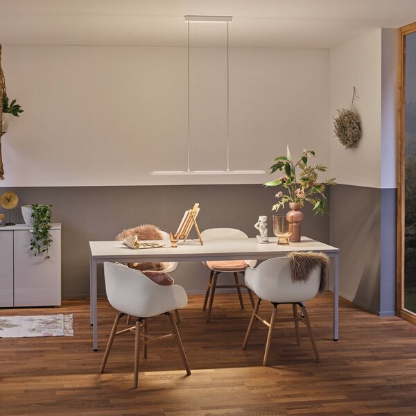 Paulmann LED-visoka svetilka Lento, bela, 100 cm, svetloba navzgor/navzdol, z, zatemnjen, Bela, Dnevna soba / jedilnica, Aluminij, Sodobni