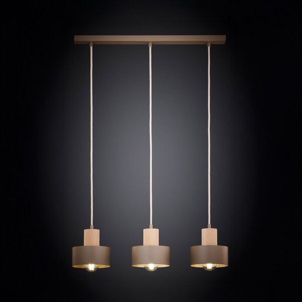SIGMA Visoka svetilka Rif Wood, bež/buk, dolžina 67 cm, s tremi žarnicami, zatemnjen, Bež, Dnevna soba / jedilnica, Kovina, Sodobni