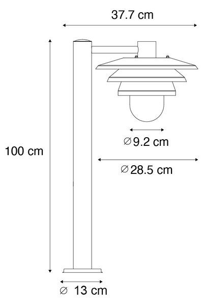 Dizajnerski zunanji drog črna 100 cm IP44 - Morty