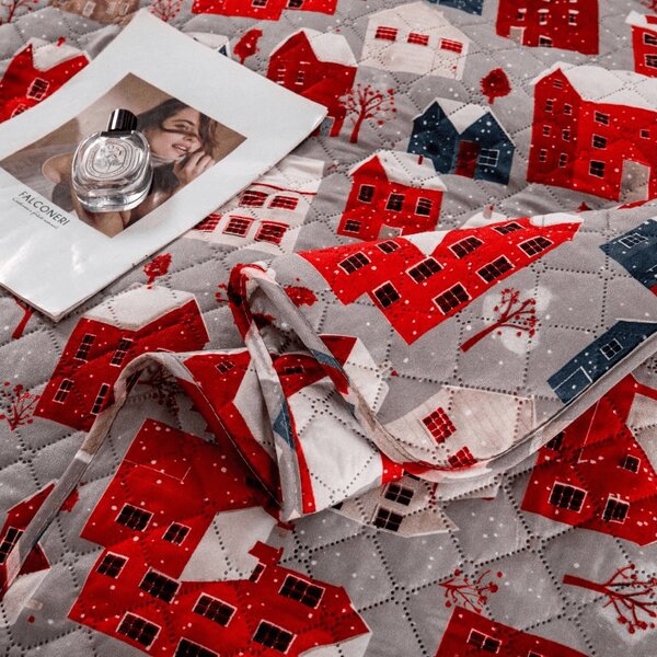 Pregrinjalo za posteljo WINTER COTTAGE, sivo Dimenzije: 220 x 240 cm