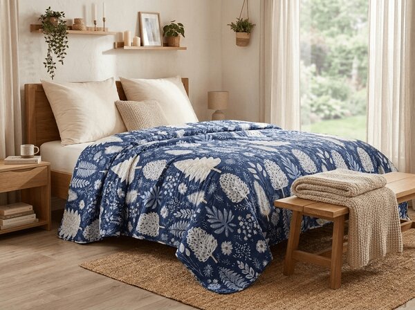 Pregrinjalo za posteljo INDIGO BLOOM, modro Dimenzije: 220 x 240 cm