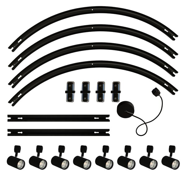 Modern railsysteem met 8 spots zwart 1-fase ovaal 200cm - Iconic Jeana