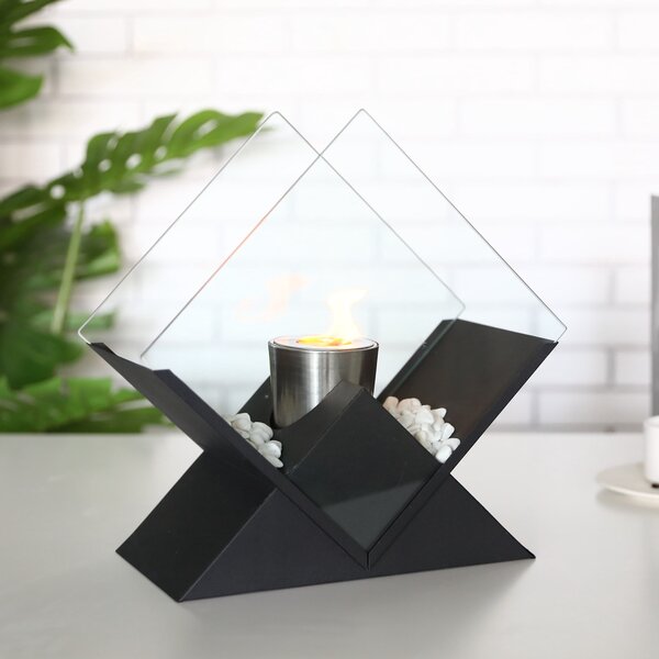 Namizni bioetanol kamin v obliki romba - črn - Home warming - Za 50 let