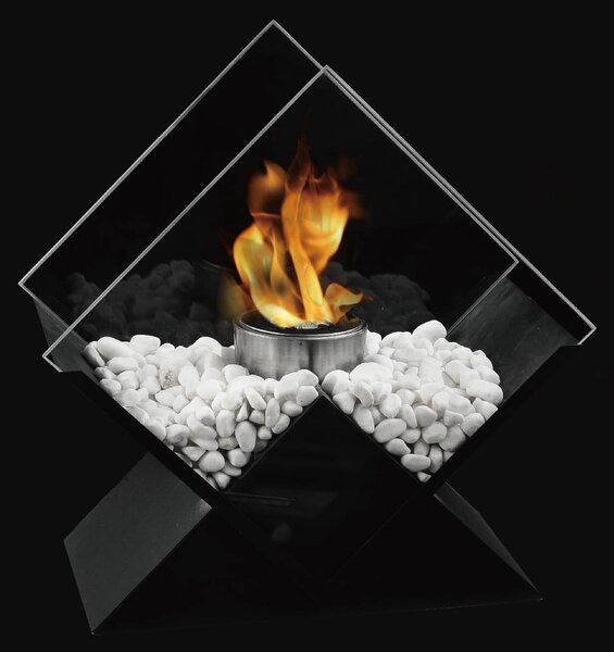 Namizni bioetanol kamin v obliki romba - črn - Home warming - Za 50 let