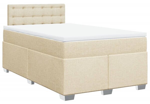 VidaXL Box spring postelja z vzmetnico krem 120x190 cm blago