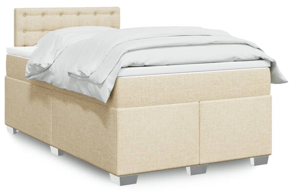 VidaXL Box spring postelja z vzmetnico krem 120x190 cm blago