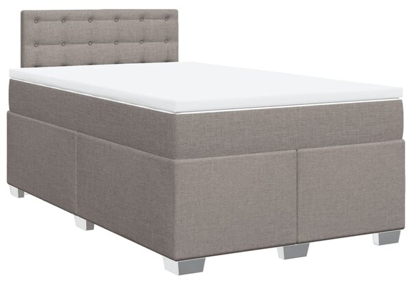 VidaXL Box spring postelja z vzmetnico taupe 120x190 cm blago