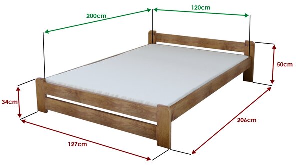 Postelja Emily 120 x 200 cm hrast Posteljno dno: Brez posteljnega dna, Vzmetnica: Brez vzmetnice