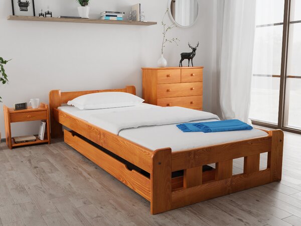 Postelja Naomi povišana 90 x 200 cm jelša Posteljno dno: Z letveno posteljno dno, Vzmetnica: Brez vzmetnice