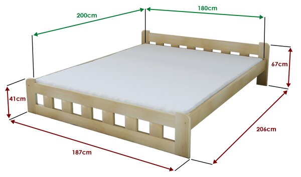 Postelja Naomi povišana 180 x 200 cm bor Posteljno dno: Brez posteljnega dna, Vzmetnica: Brez vzmetnice