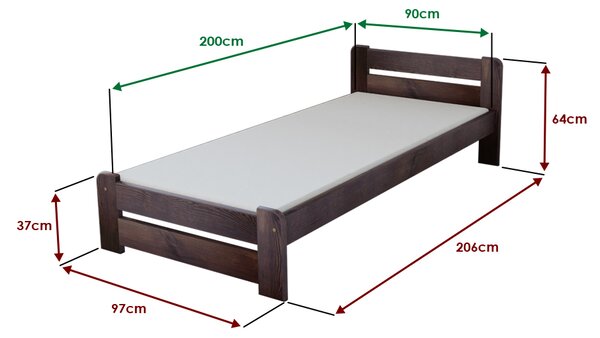 Postelja Laura 90 x 200 cm oreh Posteljno dno: Brez posteljnega dna, Vzmetnica: Brez vzmetnice