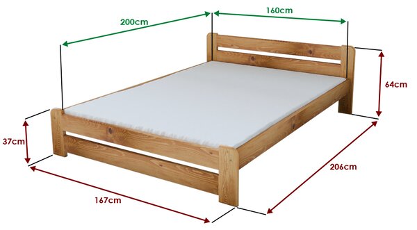 Postelja Laura 160 x 200 cm jelša Posteljno dno: Brez posteljnega dna, Vzmetnica: Brez vzmetnice