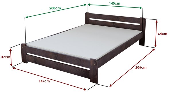 Postelja Laura 140 x 200 cm oreh Posteljno dno: Brez posteljnega dna, Vzmetnica: Vzmetnica Deluxe 10 cm