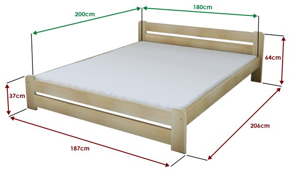 Postelja Laura 180 x 200 cm bor Posteljno dno: Brez posteljnega dna, Vzmetnica: Brez vzmetnice