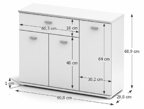 KONDELA Komoda, bela, NENA TIP 3