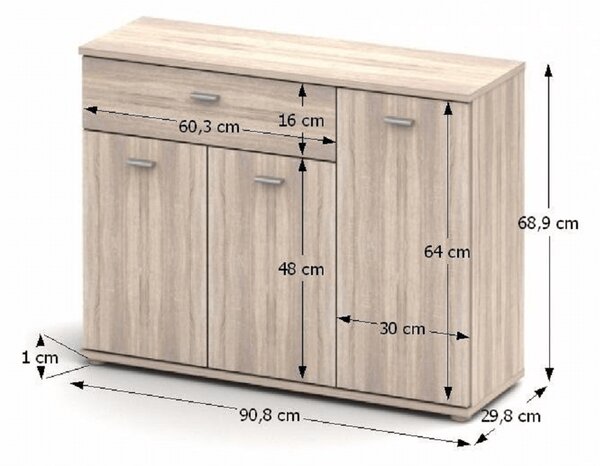 KONDELA Komoda, hrast sonoma, NENA TIP 3
