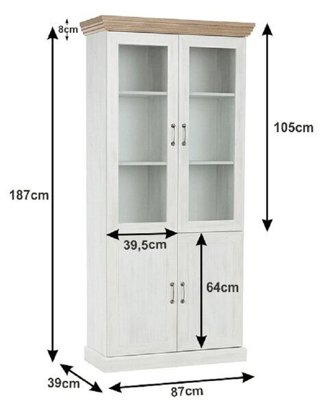 KONDELA Vitrina, nordijski bor/divji hrast, ROYAL W4D