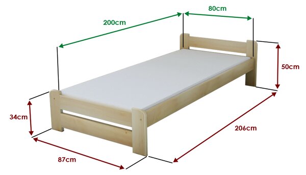 Postelja Emily 80 x 200 cm bor Posteljno dno: Z letveno posteljno dno, Vzmetnica: Brez vzmetnice