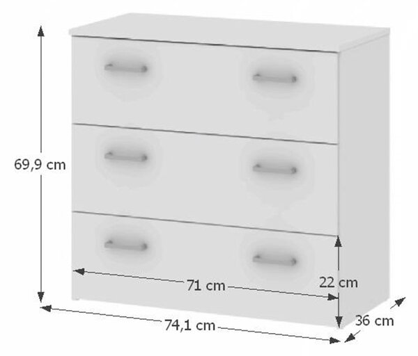 KONDELA Komoda, bela, GARBO 3