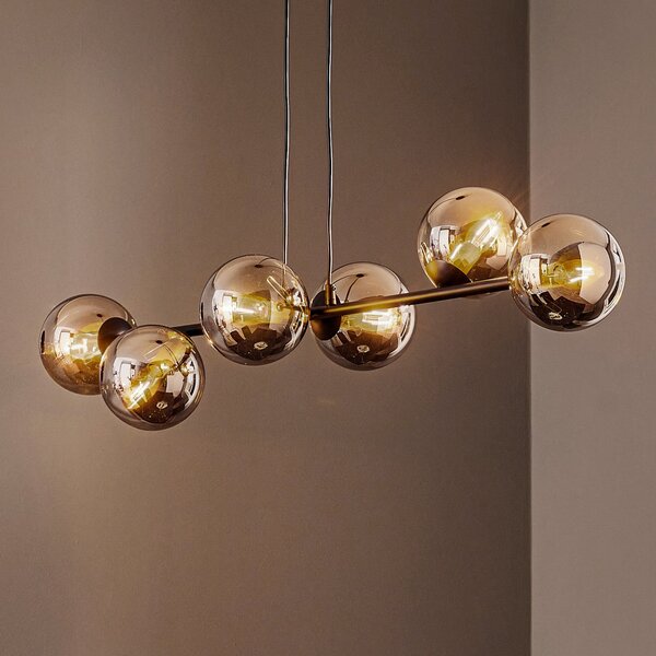 EMIBIG LIGHTING Visoka svetilka Glassy, 6-svetilna, črna, grafit, steklo, 110 cm, zatemnjen, Črna, Dnevna soba / jedilnica, Steklo, Sodobni