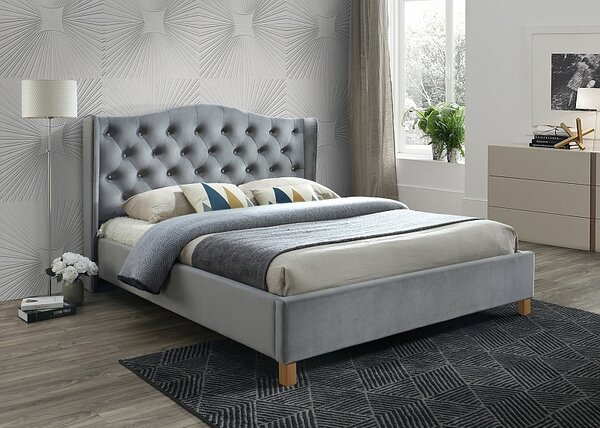 Oblazinjena postelja ASPEN VELVET 180 x 200 cm, siva