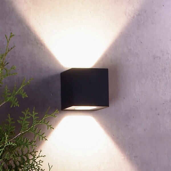 Deko-Light Zunanja stenska svetilka LED Jabbah, temno siva, navzgor/navzdol, Siva, Kovina, Sodobni, Stenska vtičnica zgoraj / spodaj