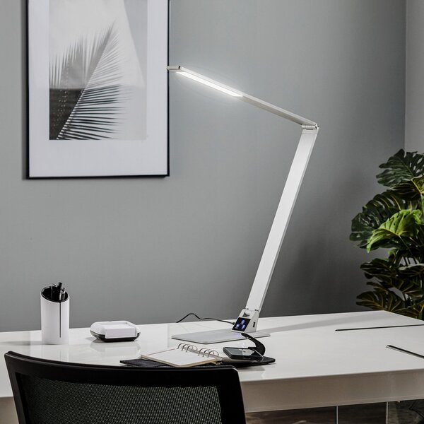 Fabas Luce Ploska namizna svetilka LED Wasp iz aluminija, zatemnjen, Kovinska, Študija / pisarna, Kovina, Sodobni