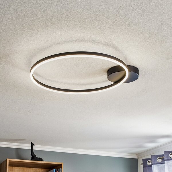 Fabas Luce Giotto 1-svetlobna stropna svetilka LED, črna, zatemnjen, Črna, Dnevna soba / jedilnica, Kovina, Sodobni