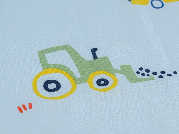 Otroška bombažna posteljnina MINI TRUCKS TALES modra, 100% bombaž Dimenzije posteljnine: 70 x 80 cm | 140 x 200 cm
