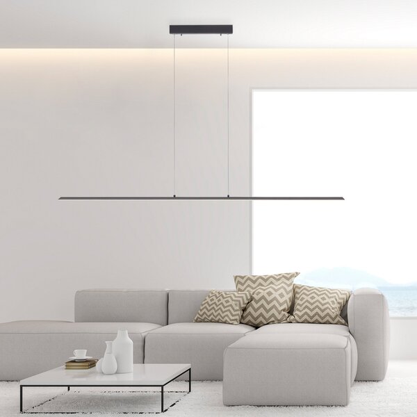 PURE LED viseča luč Lite, antracit, 160 cm, CCT, možnost zatemnitve, zatemnjen, Črna, Dnevna soba / jedilnica, Aluminij, Sodobni