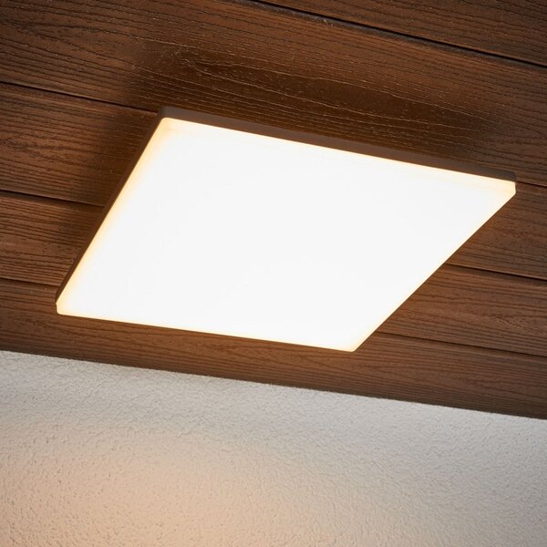 Lucande Stropna svetilka LED Henni, IP65, senzor, 30x30 cm, antracit, Siva, Kovina, Sodobni, Stenska kotna