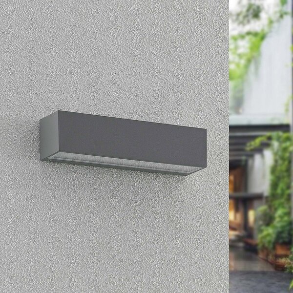 Arcchio LED zunanja stenska svetilka Lengo, 25 cm, 1-svetilna, siva, CCT, Siva, Aluminij, Sodobni