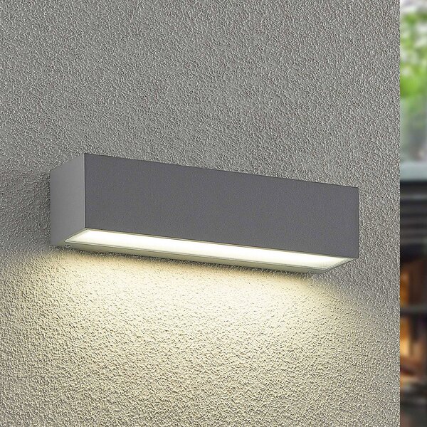 Arcchio LED zunanja stenska svetilka Lengo, 25 cm, 1-svetilna, siva, CCT, Siva, Aluminij, Sodobni
