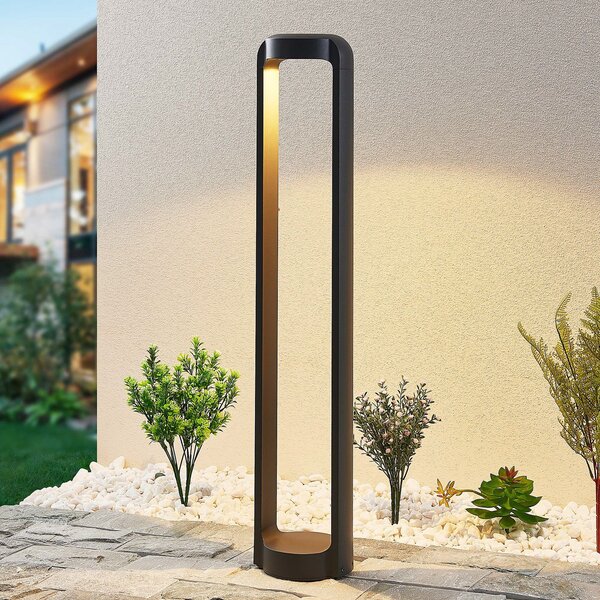 Lucande Lucidna LED luč za osvetlitev poti Habsa, 80 cm, antracitna barva, kovina, Črna, Kovina, Sodobni