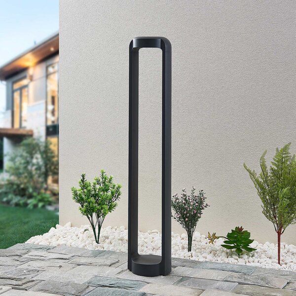 Lucande Lucidna LED luč za osvetlitev poti Habsa, 80 cm, antracitna barva, kovina, Črna, Kovina, Sodobni