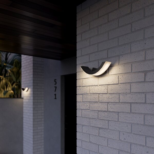 Lucande LED zunanje stensko svetilo Polovica, 30 cm, antracit, IP54, Črna, Aluminij, Sodobni