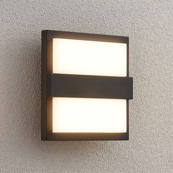 Lucande LED zunanje stensko svetilo Gylfi, 20 cm, antracit, aluminij, Črna, Kovina, Sodobni