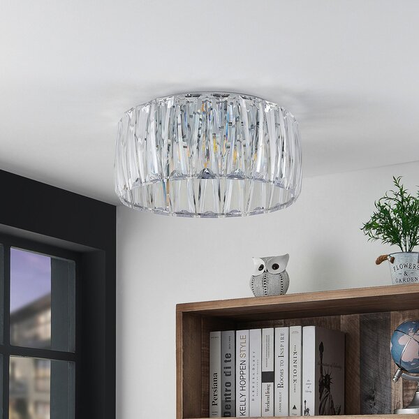 Lindby Stropna svetilka Sofia, prozorna, akril, Ø 46cm, zatemnjen, Prozorna, Dnevna soba / jedilnica, Plastika, Sodobni