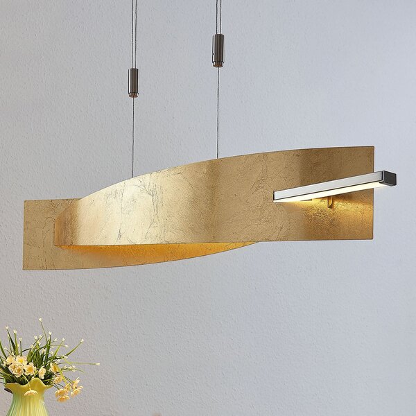 Lucande LED viseče svetilo Marija, 101 cm, zlate barve, zatemnljivo, zatemnjen, Zlata / medeninasta, Dnevna soba / jedilnica, Kovina, Sodobni
