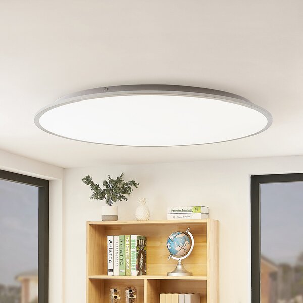 Lindby LED stropna svetilka Narima, 4.000 K, Ø 100 cm, srebrna, Siva, Kuhinja, Plastika, Sodobni